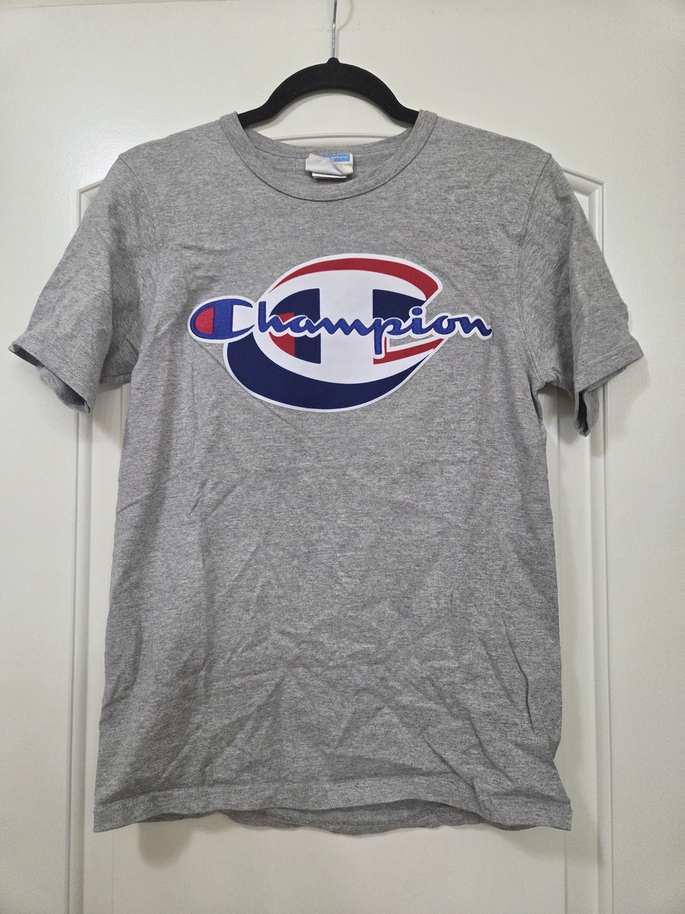 Champion Gray Tee with Blue and Red Neck Label